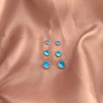 Trio Brincos com Zircônia Azul Prata 925
