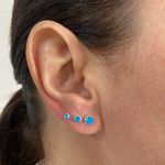 Trio Brincos com Zircônia Azul Prata 925