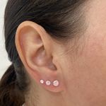 Trio Brincos com Zircônia Rosa Claro Prata 925 3/4/5 mm