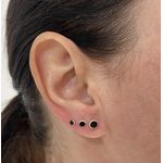 Trio de Brinco Zircônia Redonda Preta Prata 925 3/4/5 mm