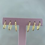 Trio Argolas Diamantadas Semijoia Banhada a Ouro 18k