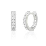 Argola Média Cravejada de Zircônia Branca Prata 925