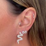 Brinco Prata Legitima 925 Cobra com Zircônia 