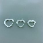 Trio de Argolas Coração Cravejado de Zircônia Prata 925
