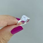 Anel Estilo Solitário Zircônia Oval Prata 925