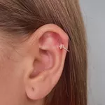 Piercing De Cartilagem Estrela Liso Fake Prata 925