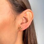 Brinco Cobra Com Olho Zircônia Verde Banho Ouro 18k 