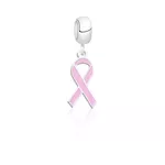 Berloque Prata Legitima 925 Laço Rosa Luta Contra O Câncer De Mama 