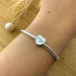 Berloque Coração Mom Zirconia Branca Prata 925