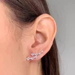 Brinco Ear Cuff Com Zircônia Prata 925 