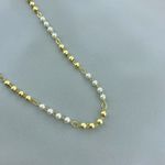 Colar Com Pingentes de Perola e Bolinhas Semijoia Banhado a Ouro 18k