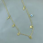 Colar Com Pingentes Sorte Semijoia Banhado a Ouro 18k