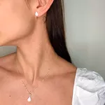 Conjunto Gota com Zircônia Prata 925 