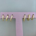 Trio Argolas Click Cravejada Banhado a Ouro 18k
