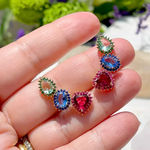 Brinco Ear Cuff Zircônias Coloridas Banhado a Ouro 18k