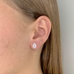 Brinco Gota Quartzo Rosa Com Zirconia Prata 925