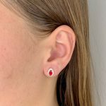 Brinco Gota Vermelha Com Zirconia Prata 925