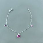 Pulseira Corações De Zirconia Rosa 1,5Gr Prata 925