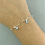 Pulseira Com Pingentes Olho Grego 1,4Gr Prata 925