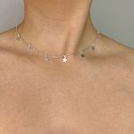 Choker Com Pingentes Estrela 2,6Gr Prata 925