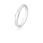 Aliança Abaulada Anatômica Polida 3mm com Zirconia Prata 