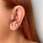 Trio Brinco Coraçao Origami Liso Prata 925