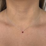Corrente Ponto de Luz Coração Zirconia Rubi 7x5mm 40+5cm Prata 925
