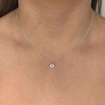 Corrente Ponto de Luz Coração Zirconia Cristal 7x6mm 40+5cm Prata 925
