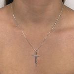 Corrente Com Pingente Cruz Escrito Jesus 45cm Prata 925