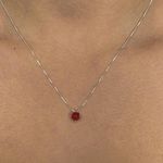 Corrente Ponto de Luz Redondo Zirconia Cereja 6x6mm 45cm Prata 925