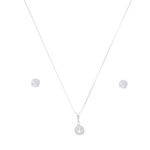 Conjunto Solitario 6mm Zirconia Cristal Prata 925