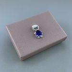 Pingente Prata Legitima 925 Menino com Zirconia Coração Azul Escuro 