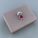 Pingente Prata Legitima Menina com Coraçao Zirconia Cereja