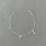 Pulseira Prata Legitima 925 Figa / Olho Grego / Trevo 1,4gr