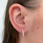 Brinco Prata Legitima 925 Argola uma Fileira Zirconia Cristal Grande 