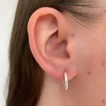 Brinco Argola Fina Zirconia Media Prata 925
