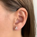 Brinco Flor Tres Petalas com Zirconia Cristal Prata 925
