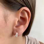 Brinco Argola Pequena com 3 Estrelas com Zirconia Prata 925