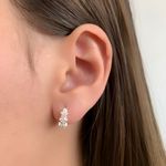 Brinco Argola Medio com 3 Estrelas com Zirconia Prata 925