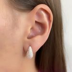 Brinco Gota Media Cravejada Zirconia Prata 925