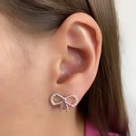 Brinco Prata Legitima 925 Laço com Zirconia