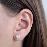 Brinco Prata Legitima Coraçao 6x6mm Zirconia Cristal