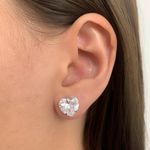Brinco Coraçao Zirconia Cristal 10x10mm Prata 925