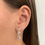 Brinco Prata Legítima Tres Zirconia Cristal