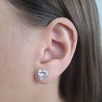 Brinco Coraçao com Zirconia Cristal 8x8mm Prata 925
