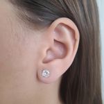 Brinco Solitario Zirconia Cristal 6mm Prata 925