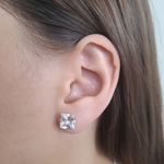 Brinco Carre Zirconia Cristal 8x8mm Prata 925