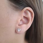 Brinco Coraçao Zirconia Cristal 6x6mm Prata 925