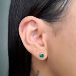 Brinco Solitário Zircônia Verde Esmeralda Prata 925