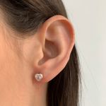 Brinco Prata Legitima 925 Coraçao Zirconia Cristal